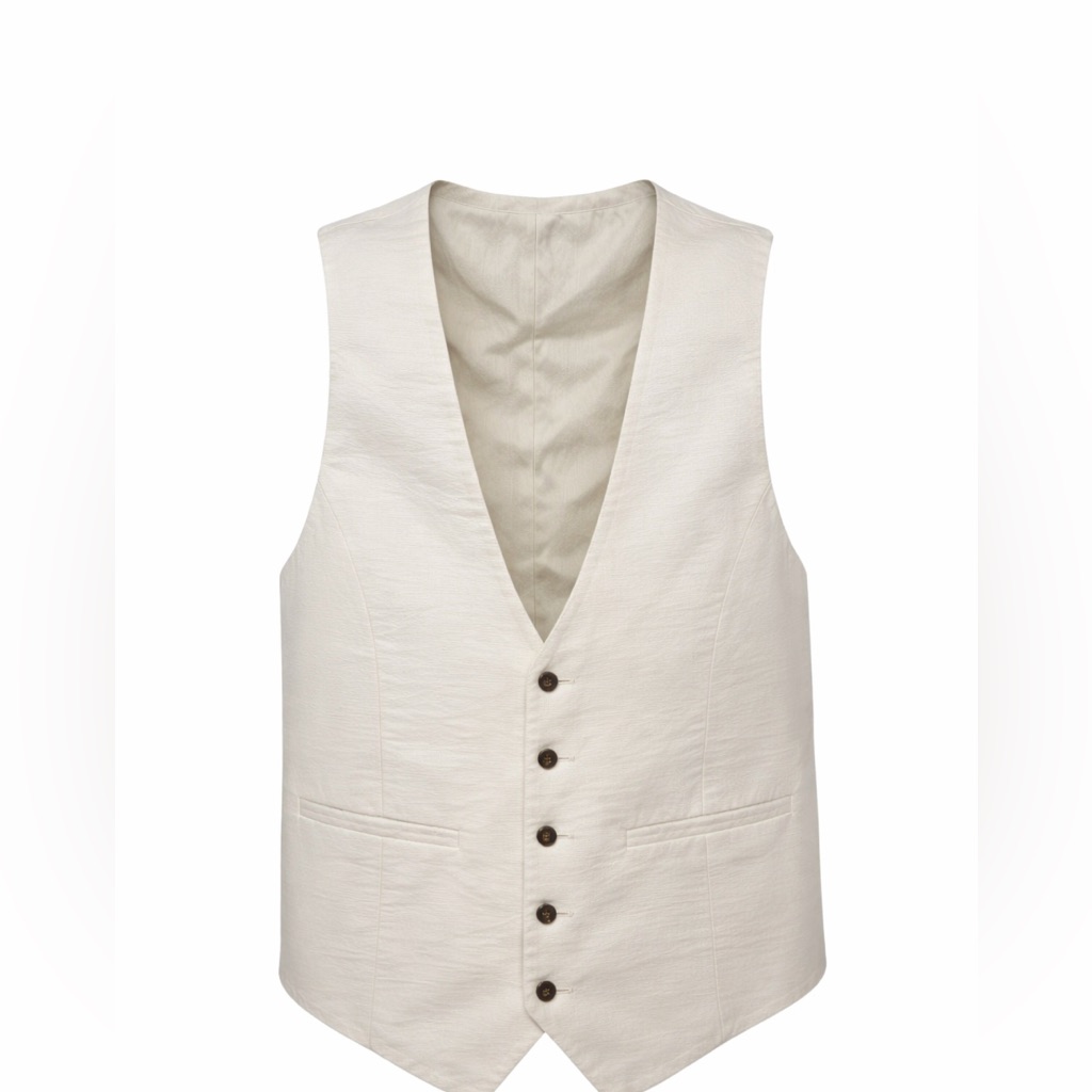 Giorgio Armani Main Line Ivory Silk Blend Vest, Size 42